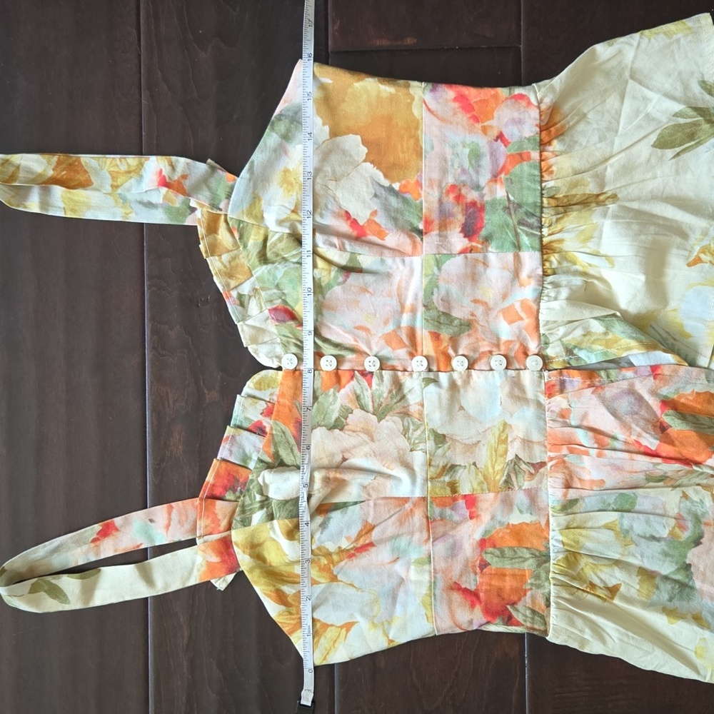 Anthropologie Maeve Floral Smocked Adjustable Cami Yellow/Orange Motif EUC - XS - Picture 12 of 12
